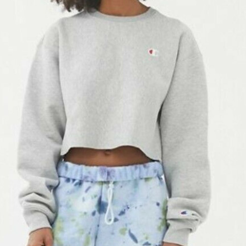 Champion Crew-Neck Cropped Sweatshirt Grey Size XS